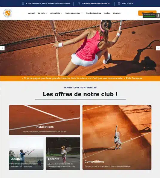 Screenshot site Tennis Fontenilles
