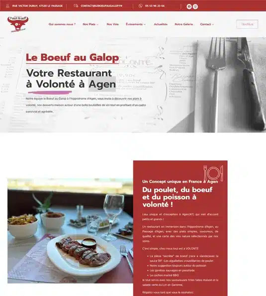 Screenshot site Le Boeuf au Galop