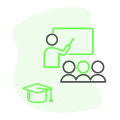 icon de couleur vert et noir symbolisant la catégorie Formation