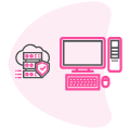 icon de couleur rose symbolisant la catégorie informatique